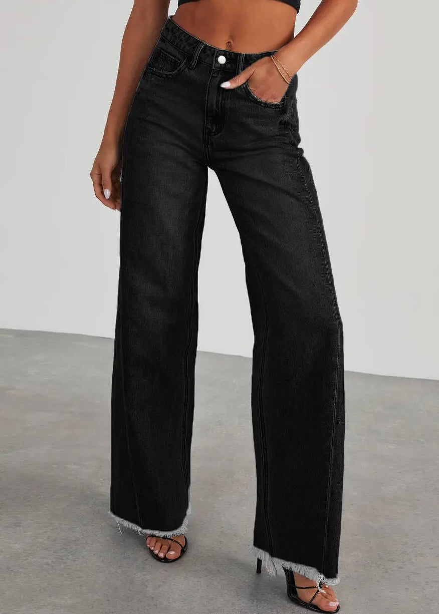 High Waist Jeans Wide Leg Black Denim Pants