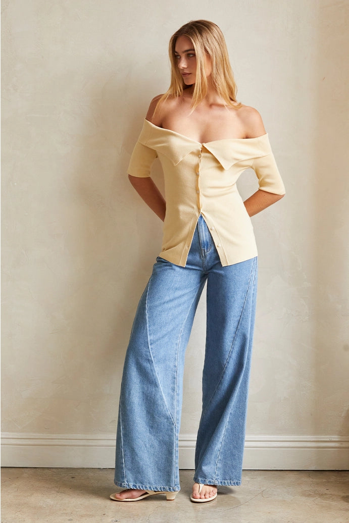 Off Shoulder Sweater Knit Top