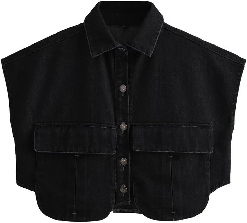 Button Down Crop Shirt - Black
