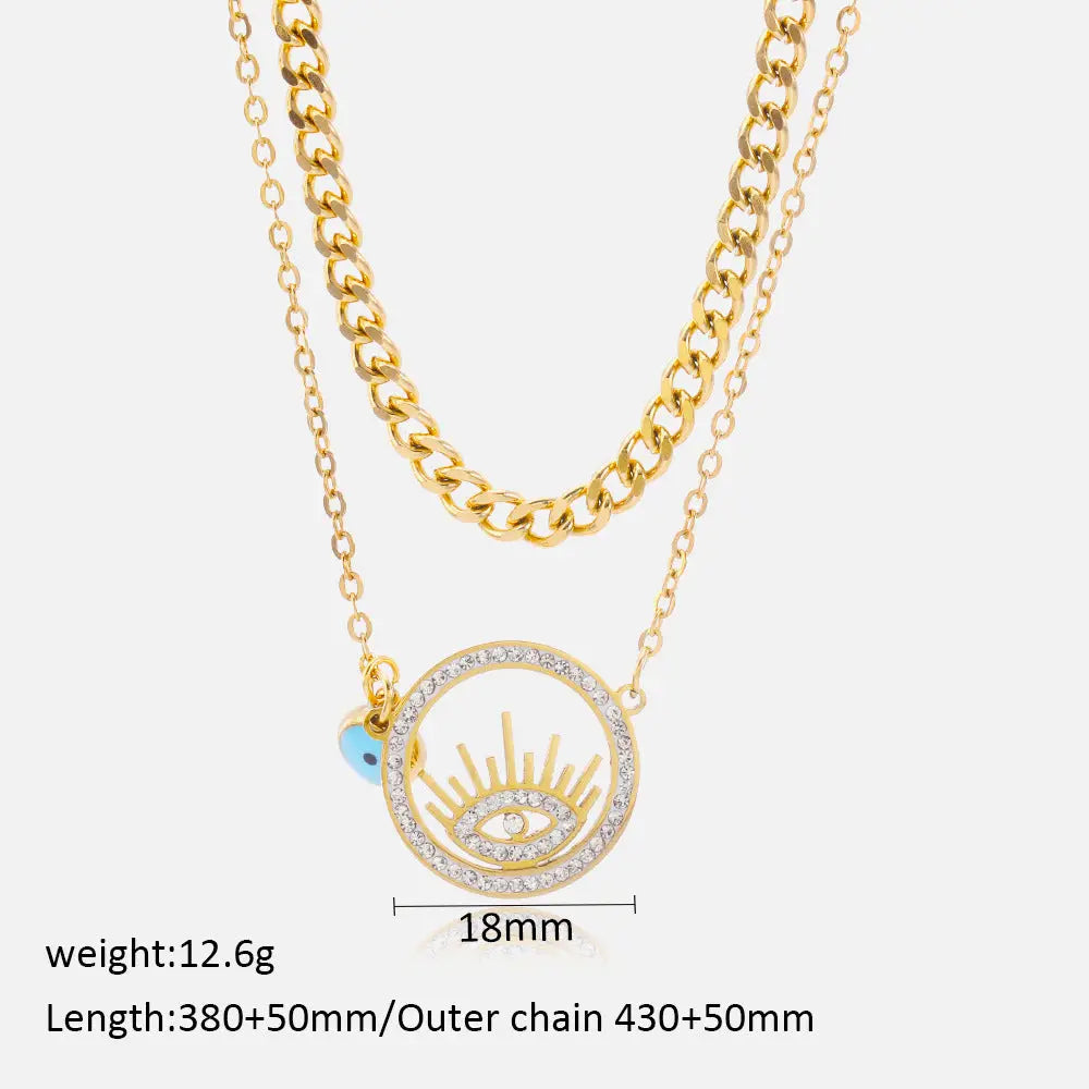 Double Evil Eye Pendant Necklace