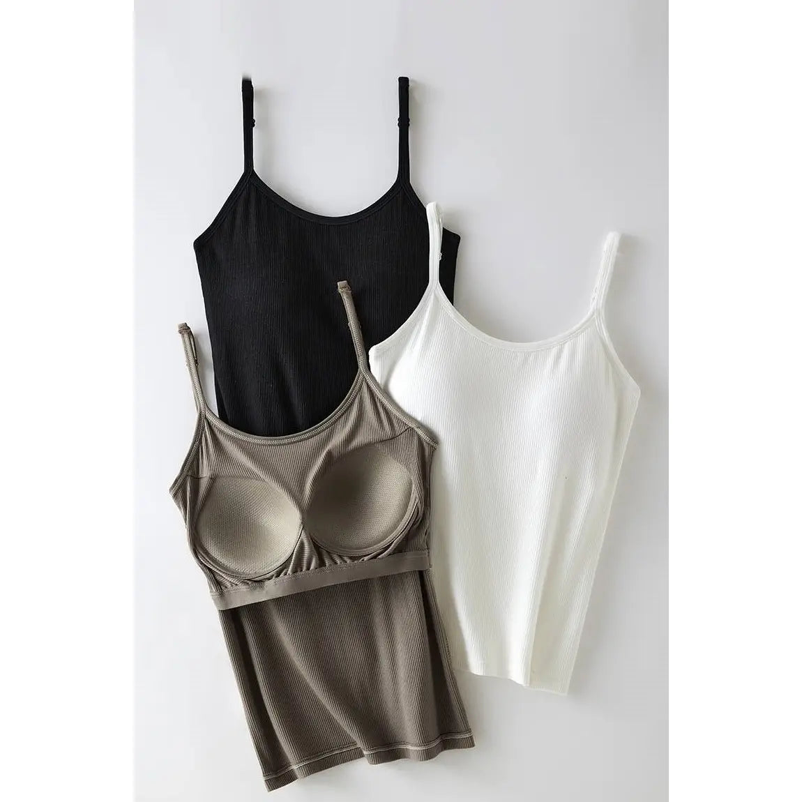 Basic Rib Camisole Tank Top with Built-in Bra
