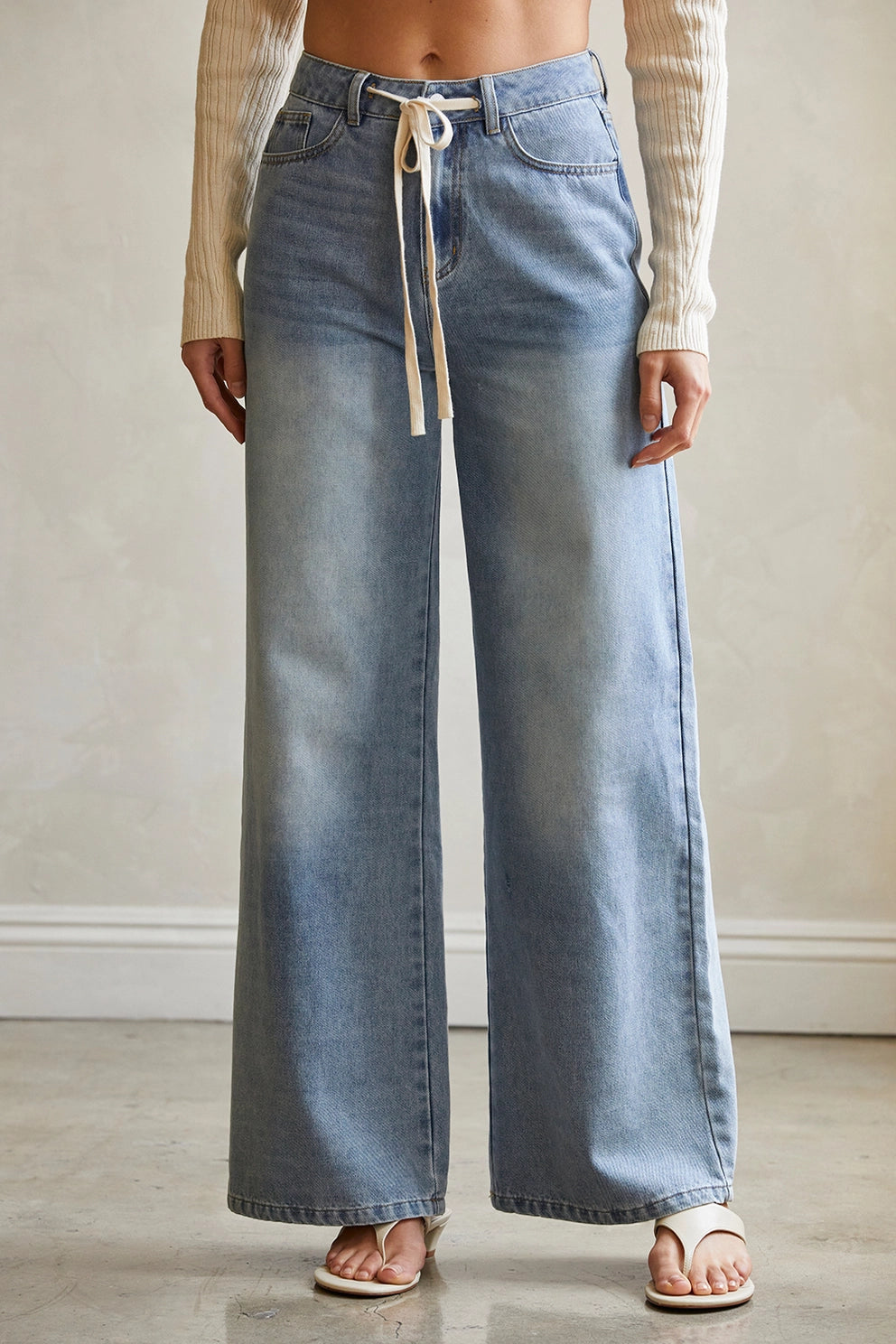Front Tie Denim Pants