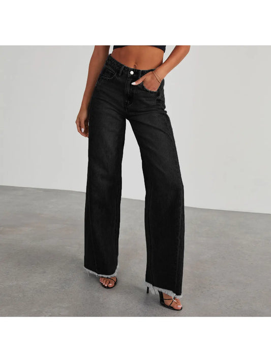 High Waist Jeans Wide Leg Black Denim Pants