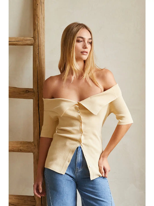 Off Shoulder Sweater Knit Top
