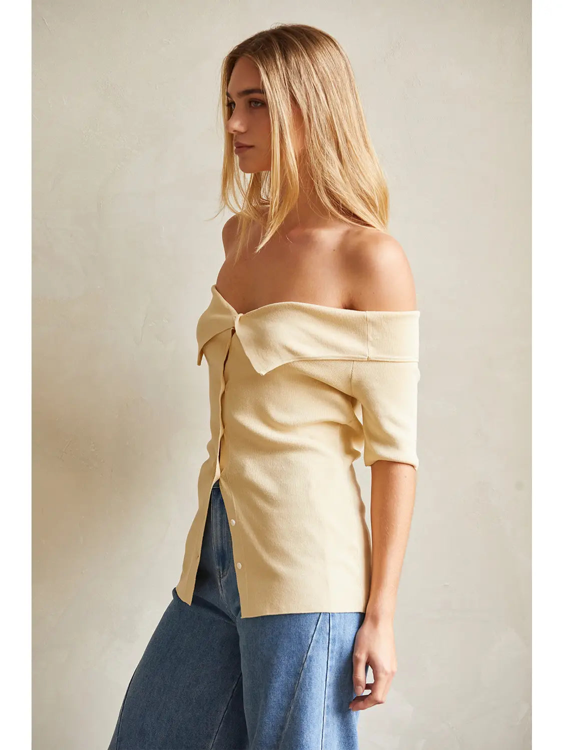 Off Shoulder Sweater Knit Top