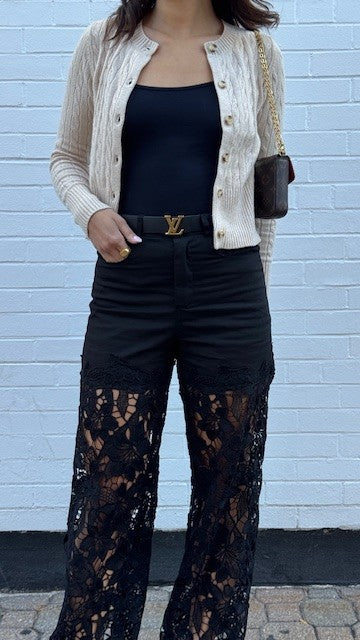 Floral Crochet Lace Cut-Out Jeans Patchwork Hollow Jeans