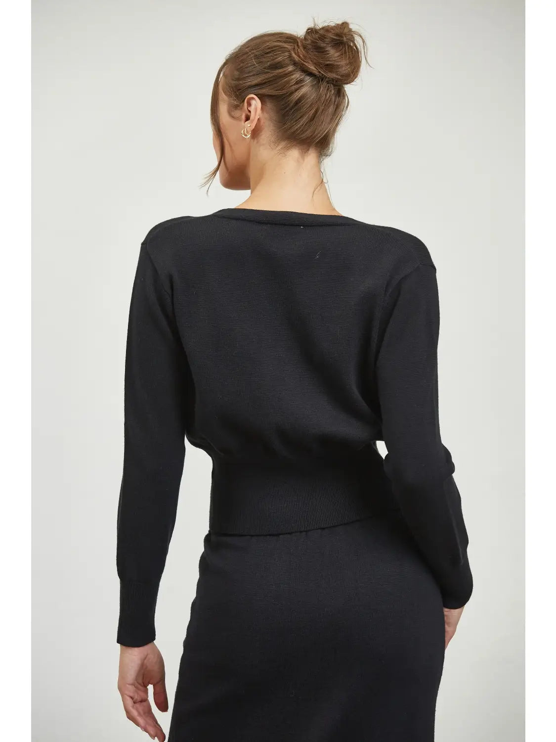 Long Sleeve Metal Buttoned Sweater Cardigan