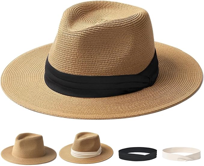 Women's Sun Hat with Black and White Ribbon