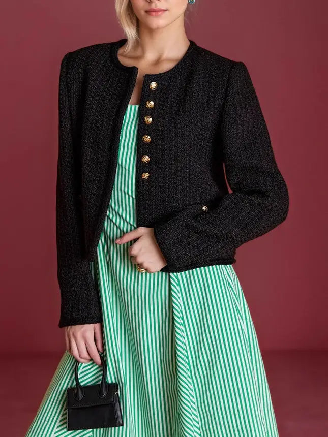 Tweed Gold Button Cardigan