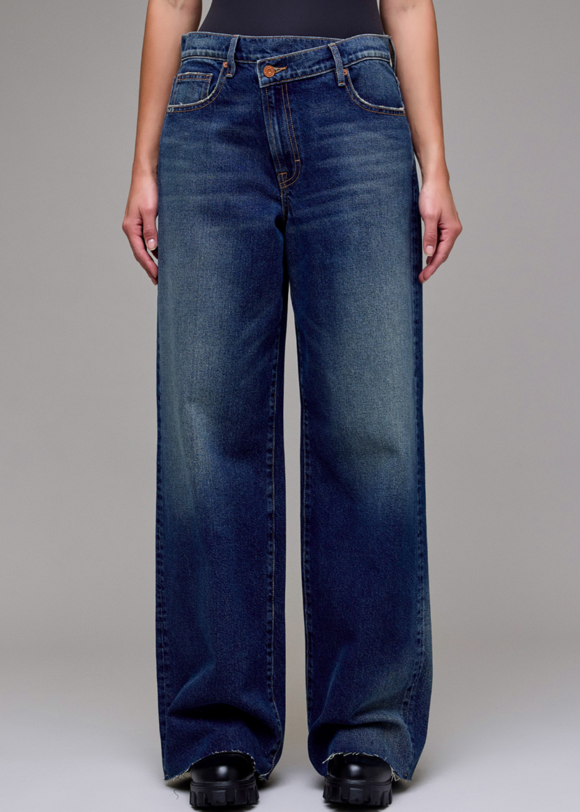 Dark Wash Low Slung Crossover Oversized Baggy